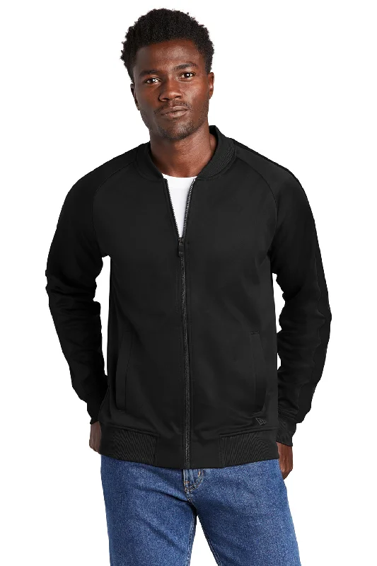 Men's relaxed fit parka-New Era Mens Full Zip Track Jacket - Black - Closeout