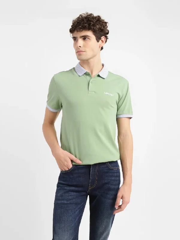 Men's performance-enhancing t-shirt-Men's Solid Slim Fit Polo T-shirt