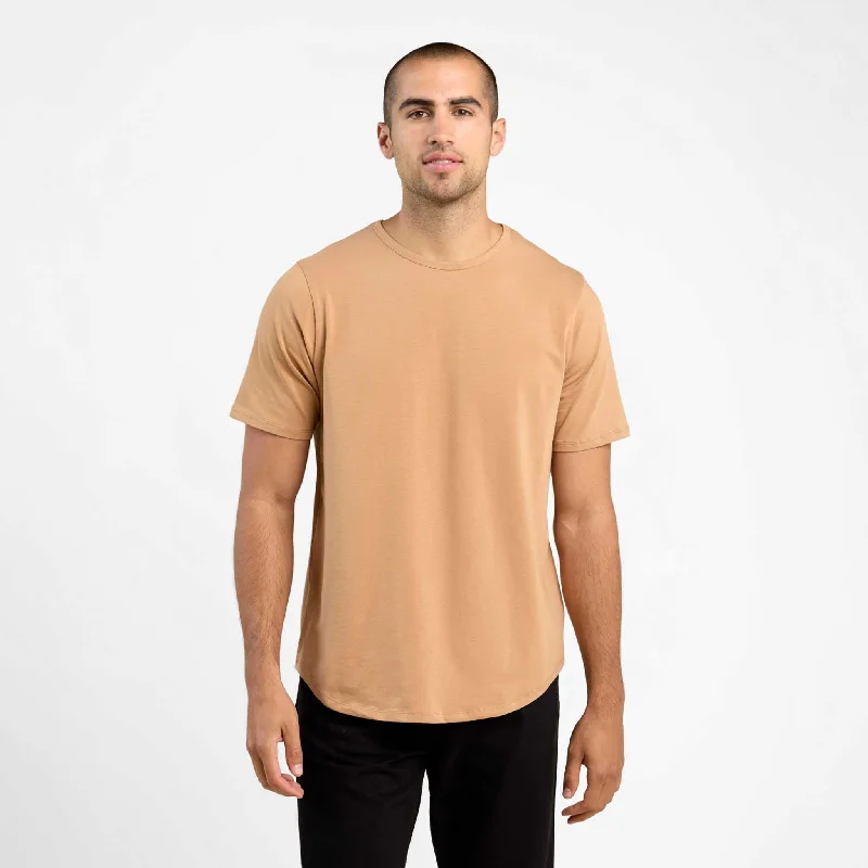 Men's recycled material t-shirt-Short Sleeve Curved Hem T-Shirt | Cinnamon