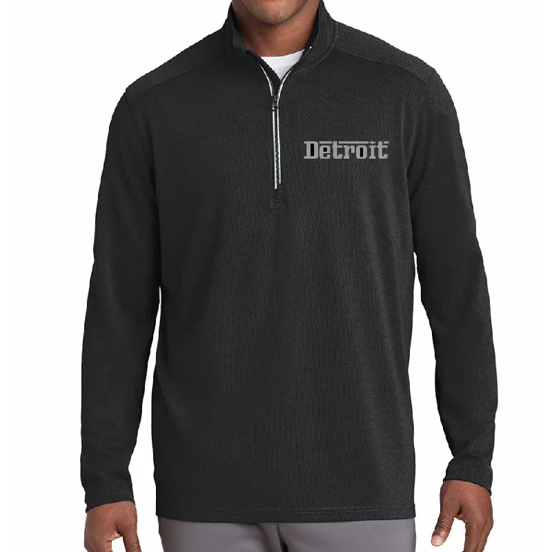 Men's festival sweatshirt-Mens Detroit Grigio 1/4 Zip (Black)