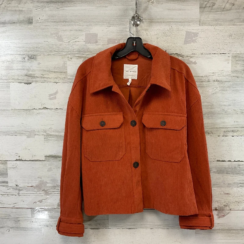 Men's breathable performance jacket-Jacket Shirt By Avec Les Filles In Orange, Size: L