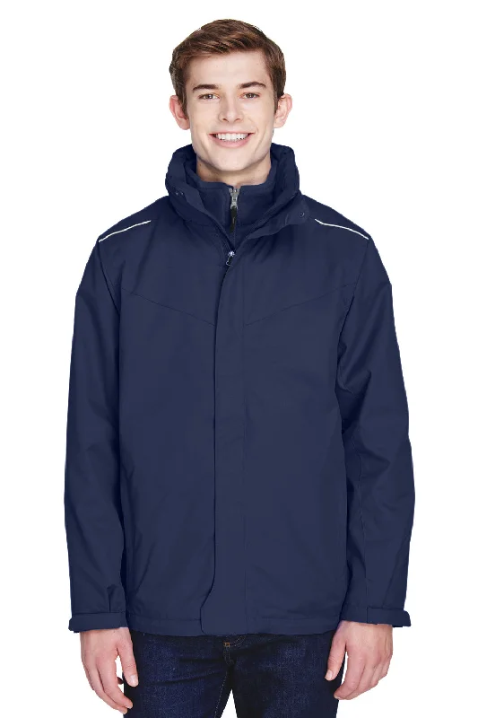 Men's fashion-forward raincoat-Core 365 Mens Region 3-in-1 Water Resistant Full Zip Hooded Jacket - Classic Navy Blue