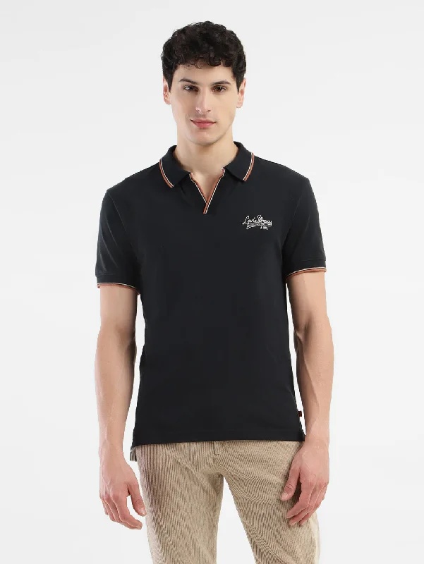 Men's travel-friendly t-shirt-Men's Solid Slim Fit Polo T-shirt