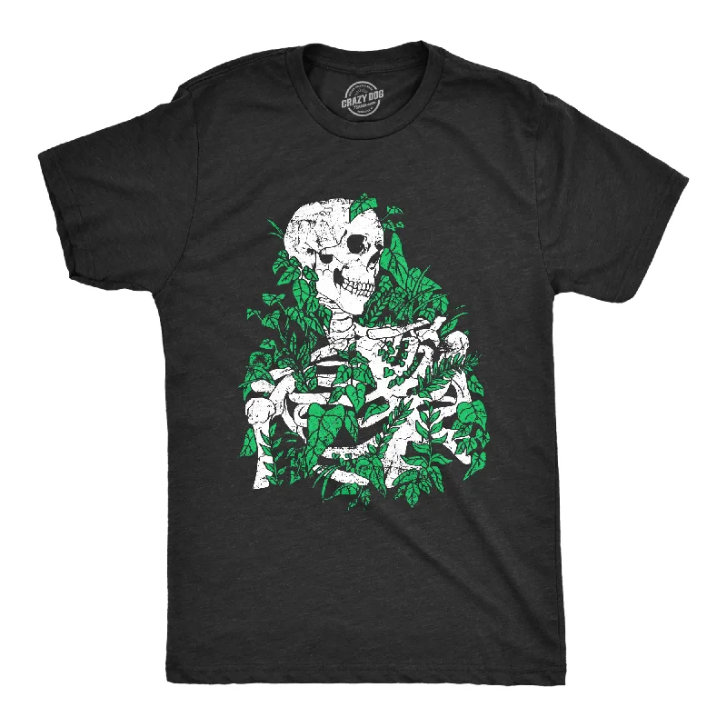 Men's tailored fit t-shirt-Skeleton Overgrown Plants Men's T Shirt