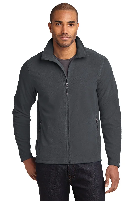 Men's organic leather jacket-Eddie Bauer Mens Pill Resistant Microfleece Full Zip Jacket - Steel Grey