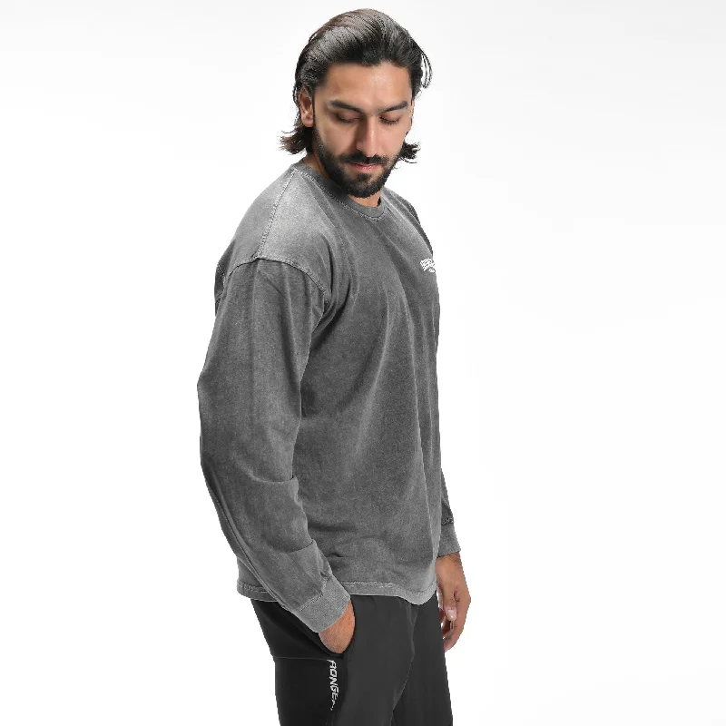 Men's performance-enhancing t-shirt-Stone Wash Long Sleeve Tee