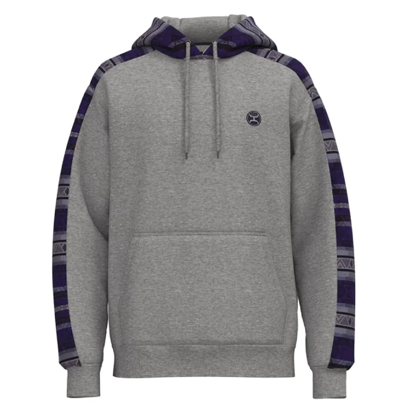 Men's adventure-ready travel hoodie-Hooey Men's Canyon Grey Aztec Hoodie