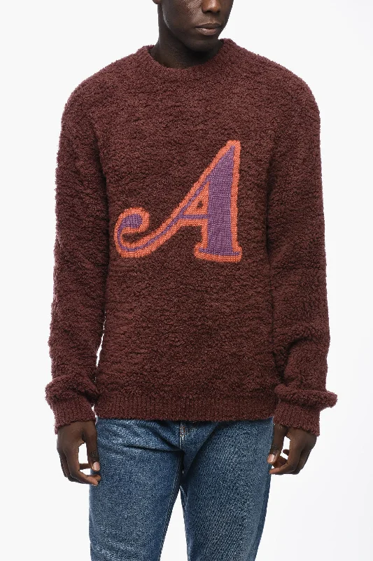 Men's football sweater-Awake New York Bouclè Crew-neck Sweater with Contrasting Detail