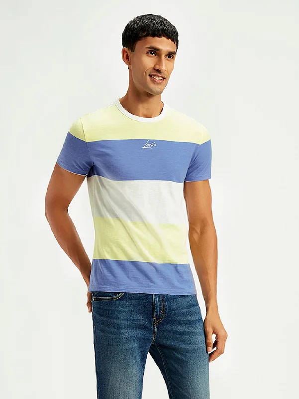 Men's versatile wear t-shirt-Men's Colorblock Slim Fit T-Shirt