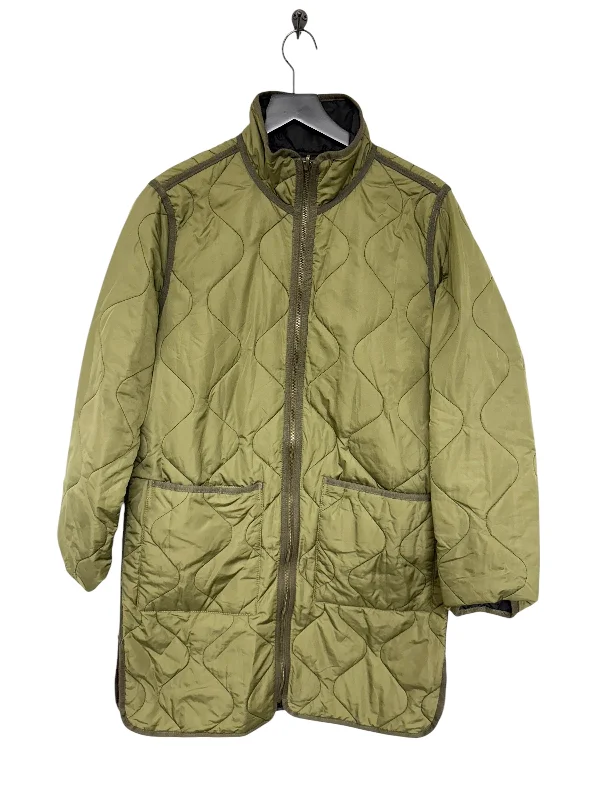 Men's tech-fabric bomber jacket-Jacket Puffer & Quilted By Thread And Supply In Black & Green, Size: M