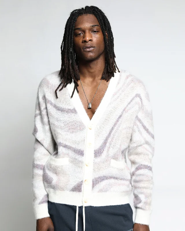 Men's shawl collar sweater-Spectrum Swirl Mohair Sweater Cardigan (FINAL SALE)