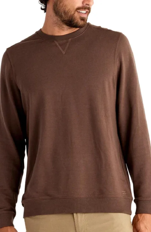 Men's retro sweatshirt-Bamboo Heritage Fleece Crew In Mustang