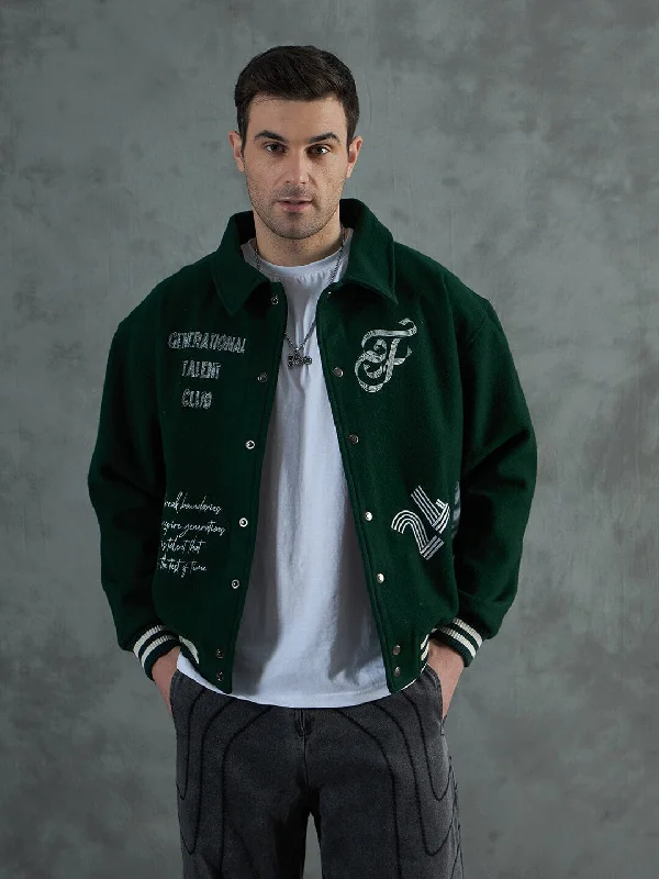 Men's high-performance utility jacket-Green Generational Talent Varsity Jacket