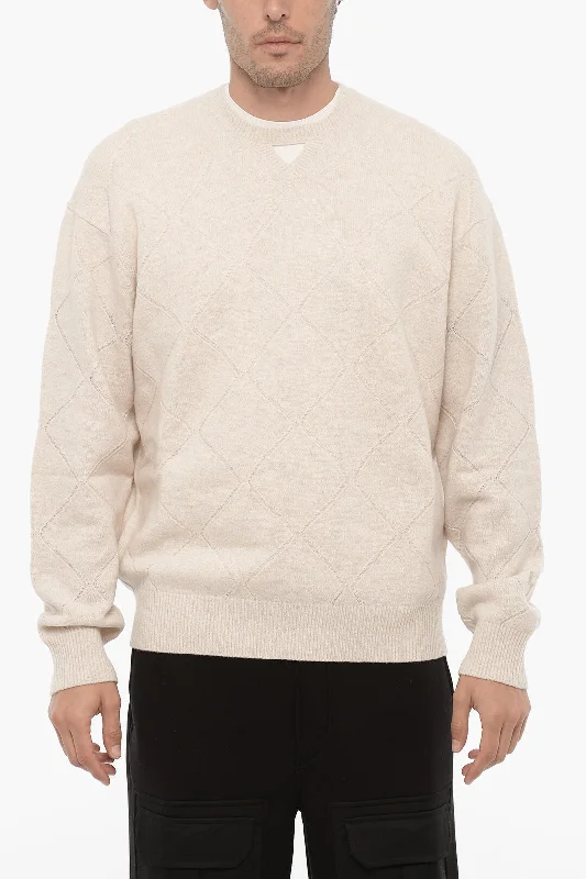 Men's sleep sweater-Neil Barrett Wool Blend Crew-neck Sweater with Cut-Out Detail