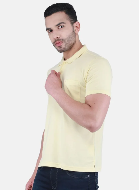 Men's moisture-managing t-shirt-Men Yellow Solid T-Shirt