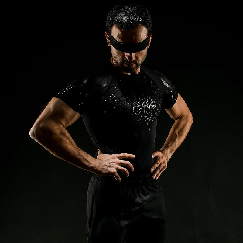 Men's high-neck t-shirt-Shadow Compression Tee