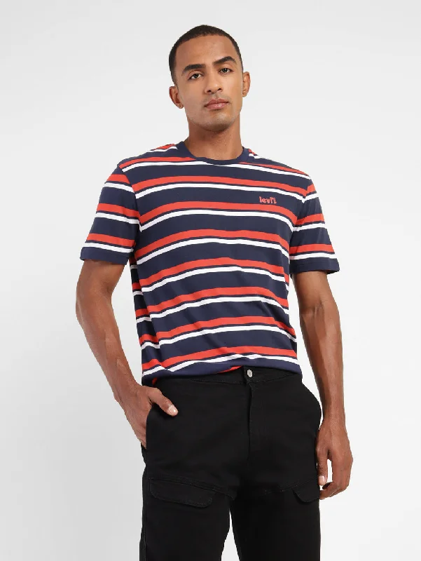 Men's contemporary t-shirt-Men's Striped Crew Neck T-shirt