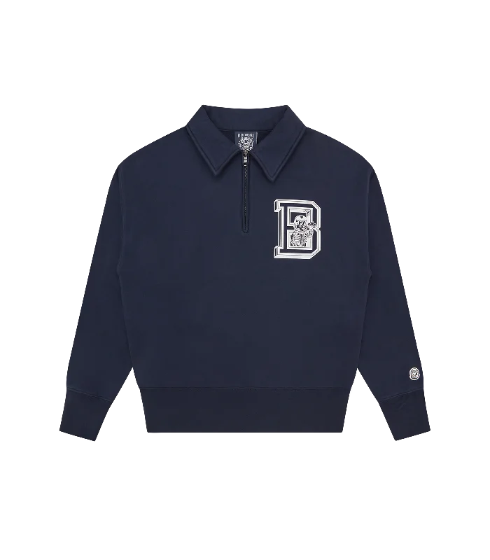 Men's breathable sweatshirt-COLLEGE QUARTER ZIP - NAVY