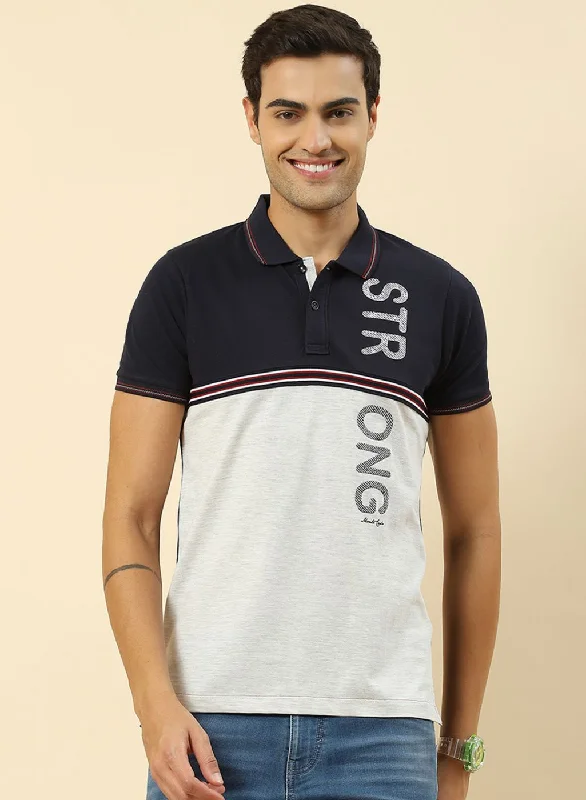 Men's cozy fit t-shirt-Men NAvy Blue Printed T-Shirt