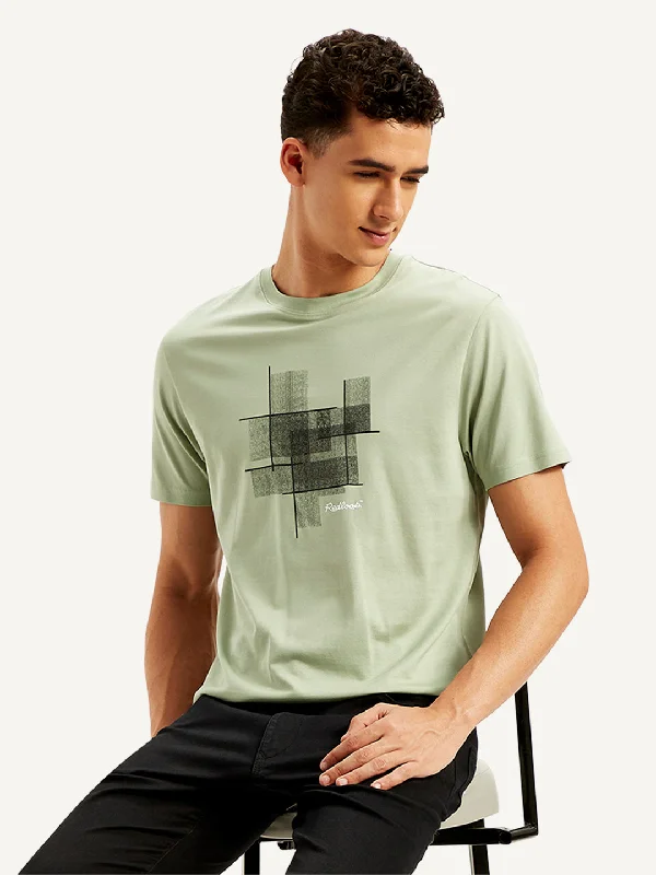 Men's earthy tones t-shirt-Men's Graphic Print Slim Fit T-shirt