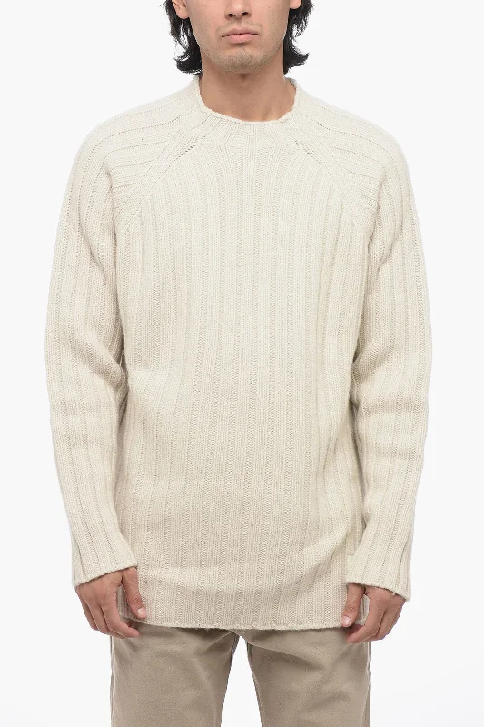 Men's hemp sweatshirt-Armani GA EMPORIO Ribbed Wool Blend Pullover