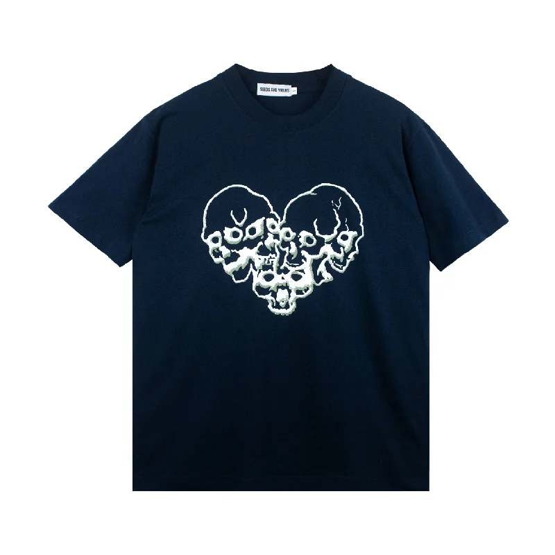 Men's tailored fit t-shirt-Skull Love T-shirt - Navy