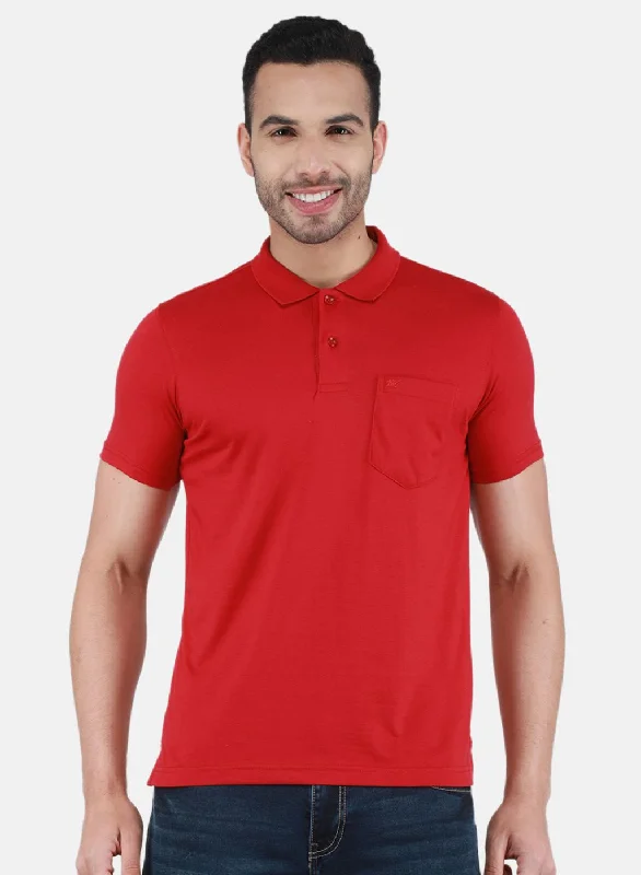 Men's cozy fit t-shirt-Men Red Solid T-Shirt