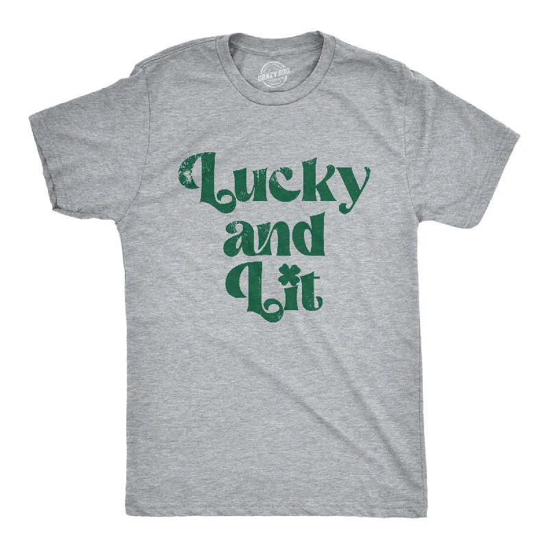 Men's contemporary t-shirt-Lucky And Lit Men's T Shirt