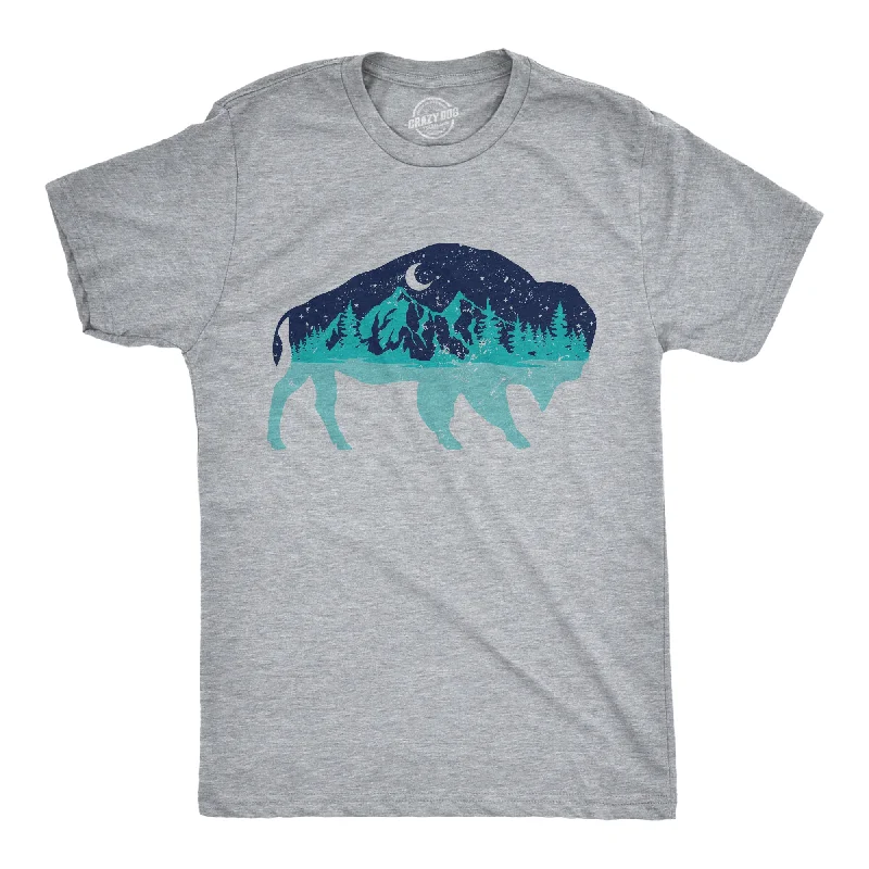 Men's everyday wear t-shirt-Nature Bison Men's T Shirt