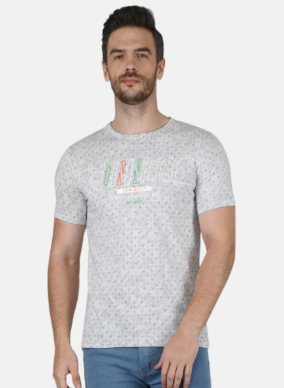 Men's travel-friendly t-shirt-Men Grey Printed T-Shirt