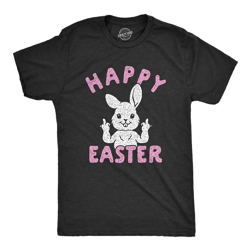 Men's high-neck t-shirt-Happy Easter Middle Finger Men's T Shirt