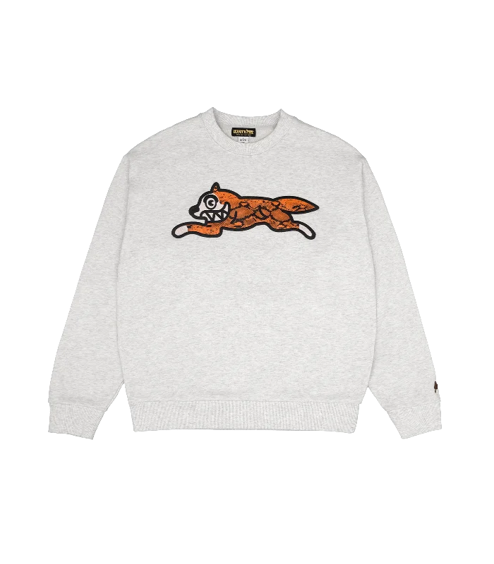 Men's reversible sweatshirt-SNAKE PATTERN RUNNING DOG CREWNECK - LIGHT HEATHER GREY