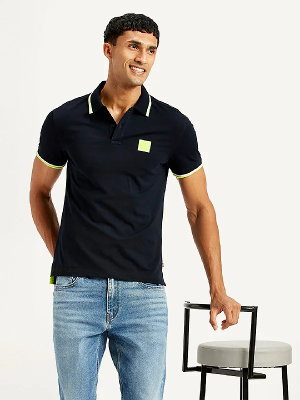 Men's street smart t-shirt-Men's Solid Slim Fit Polo T-shirt