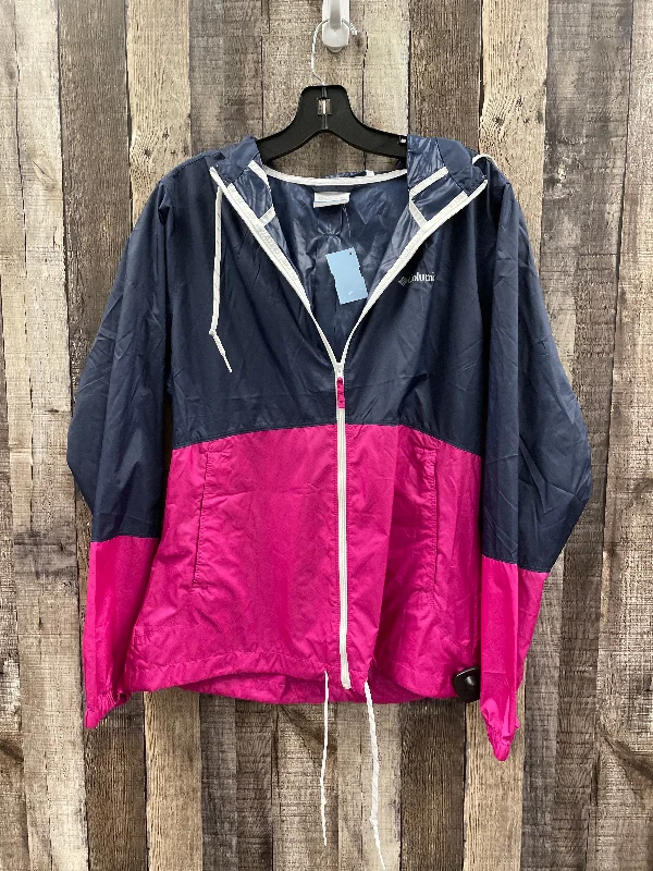 Men's summer windbreaker-Jacket Windbreaker By Columbia In Blue & Pink, Size: M