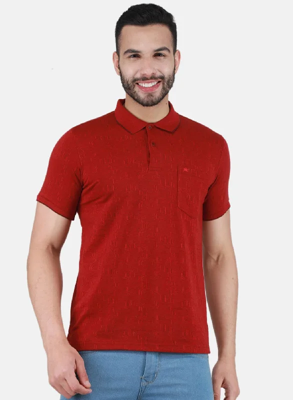 Men's weekend casual t-shirt-Men Maroon Printed T-Shirt