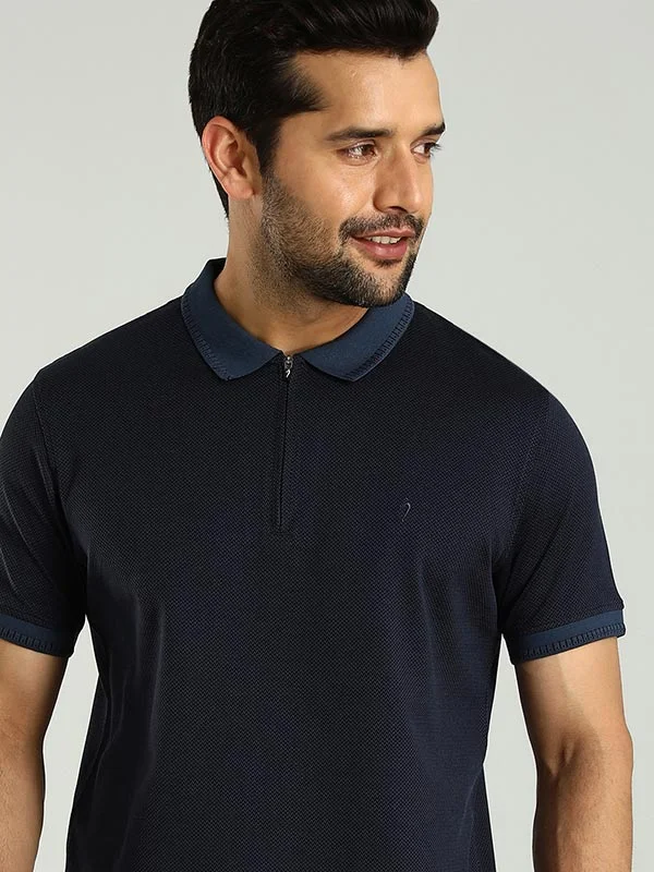 Men's naturally breathable office polo shirt-Men Solid Polo T-Shirt