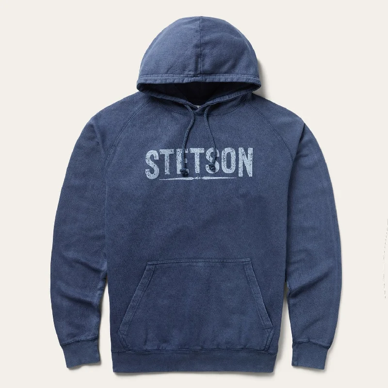 Men's wool blend sweater-Distressed Logo Hooded Sweatshirt