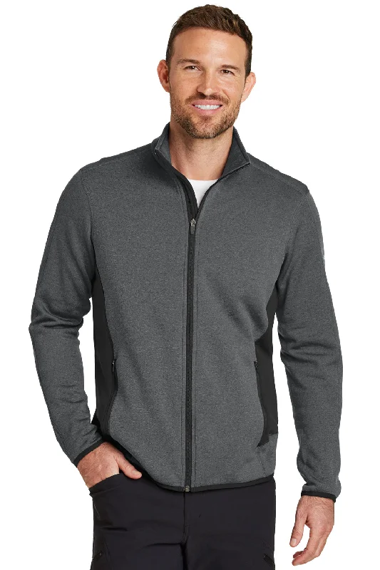 Men's wrinkle-free raincoat-Eddie Bauer Mens Full Zip Fleece Jacket - Heather Dark Charcoal Grey