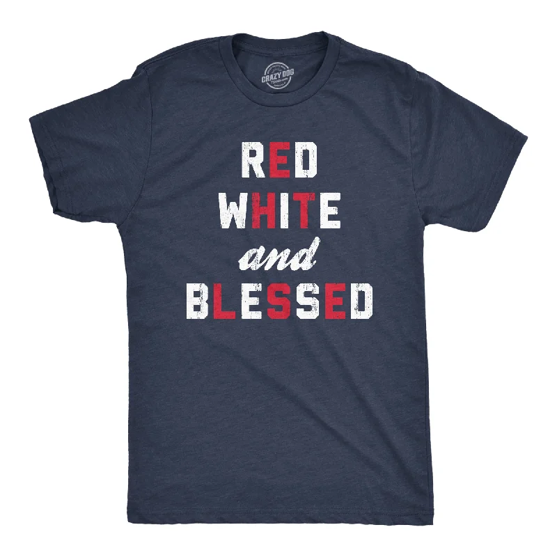 Men's earthy tones t-shirt-Red White And Blessed Men's T Shirt