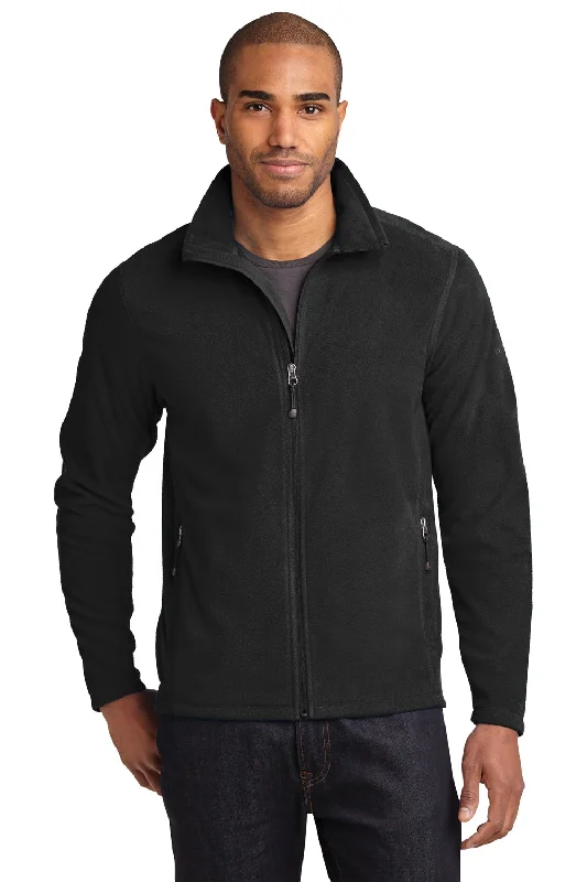 Men's sporty bomber jacket-Eddie Bauer Mens Pill Resistant Microfleece Full Zip Jacket - Black