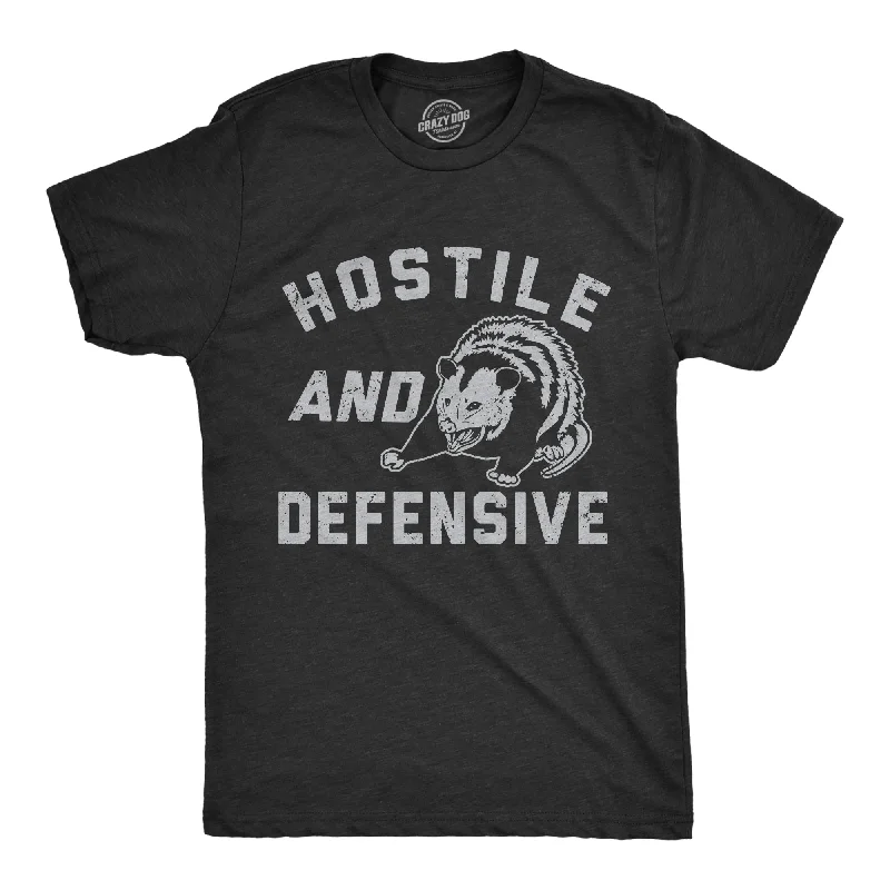 Men's high-neck t-shirt-Hostile And Defensive Men's T Shirt