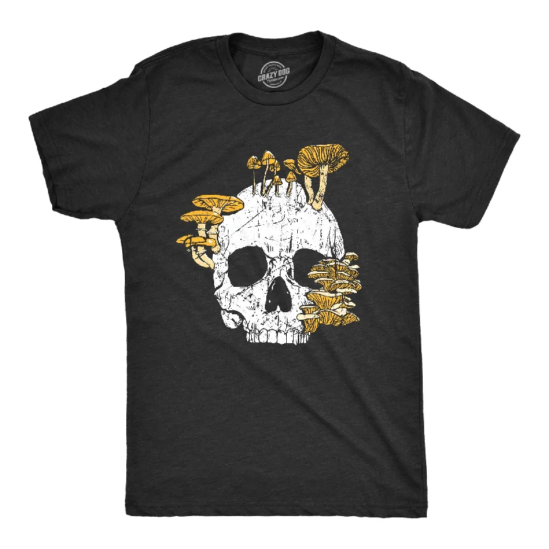 Men's travel-friendly t-shirt-Mushroom Skull Men's T Shirt