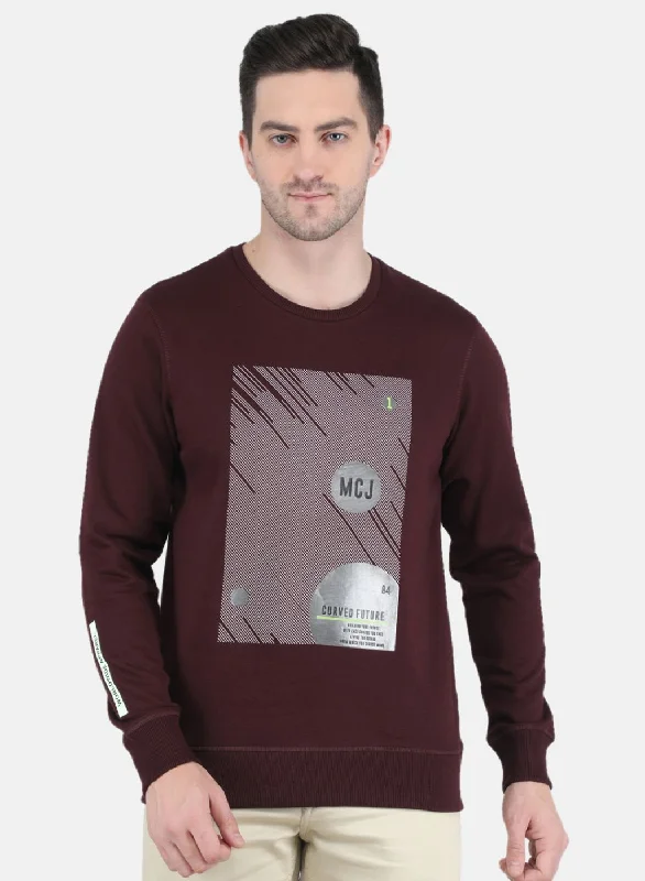 Men's uniform sweatshirt-Men Maroon Printed Sweatshirt