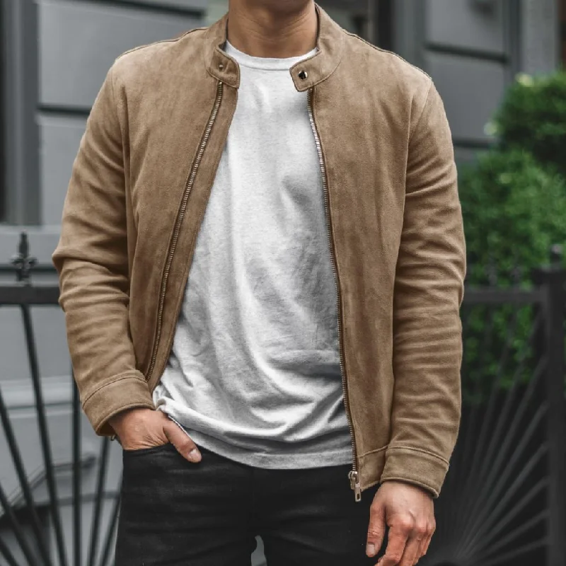 Men's fashion-forward anorak-Racer Jacket | Taupe