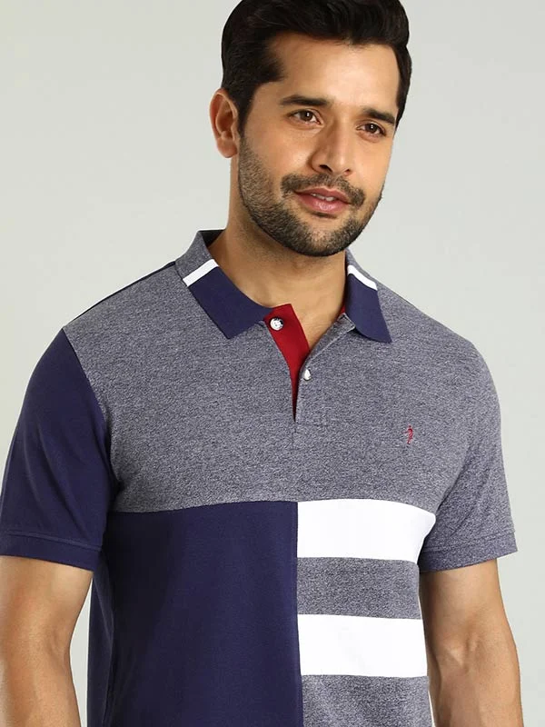 Men's weather-resistant casual wear polo shirt-Men Color Block Polo T-Shirt