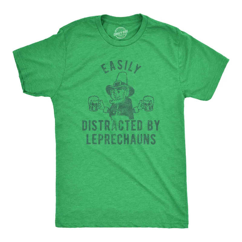 Men's contemporary t-shirt-Easily Distracted By Leprechauns Men's T Shirt