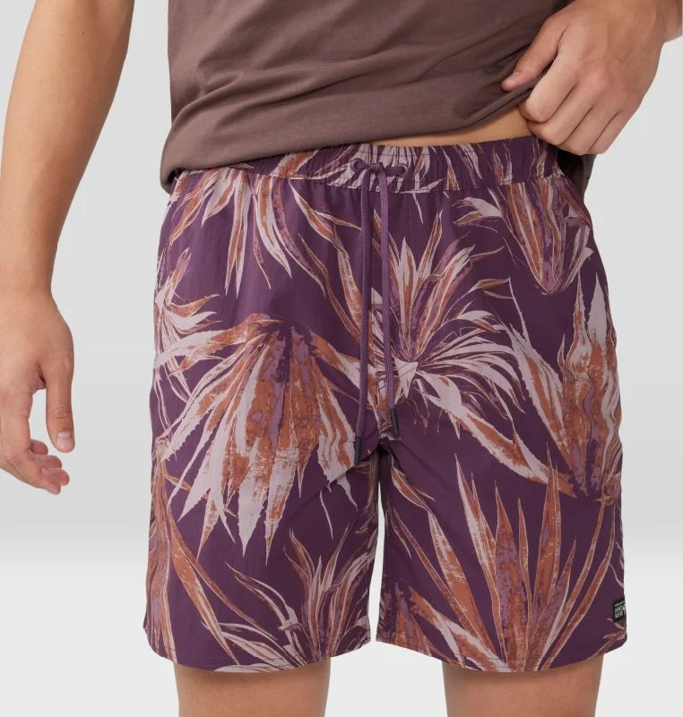 Men's relaxed fit beach shorts-Men's Stryder Swim Short - Dusty Purple Yucca Print