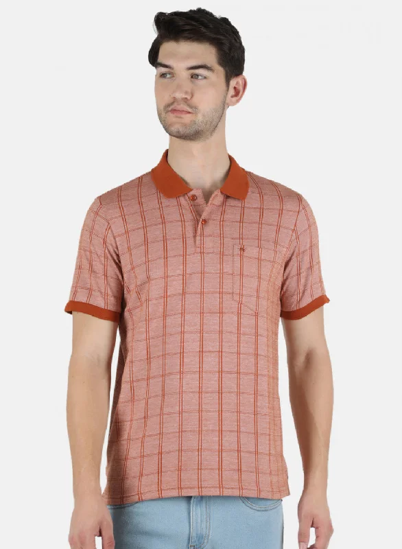 Men's weather-resistant t-shirt-Men Orange Stripe T-Shirt