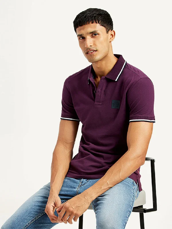 Men's sporty look t-shirt-Men's Solid Slim Fit Polo T-shirt