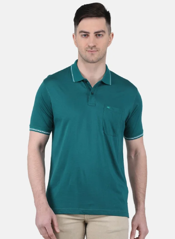 Men's tailored fit t-shirt-Men Green Solid T-Shirt